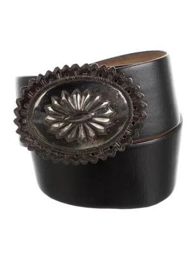 Pre-owned St John Wide Leather Waist Belt In Black