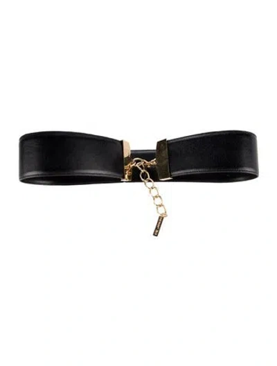 Pre-owned St John Wide Leather Waist Belt In Black