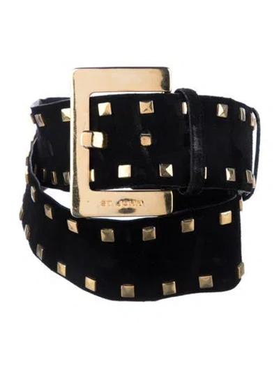 Pre-owned St John Wide Leather Waist Belt In Black