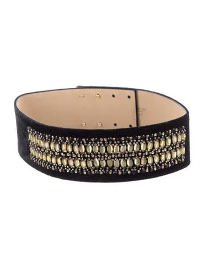 Pre-owned St John Wide Leather Waist Belt In Black
