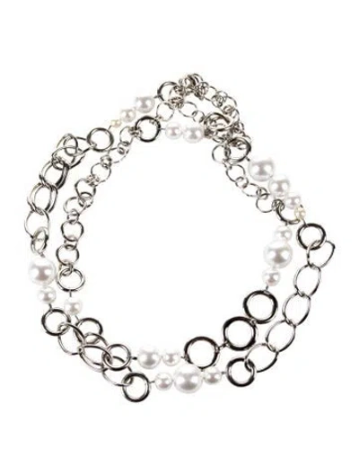 Pre-owned St John Wide Metal Belt In Silver