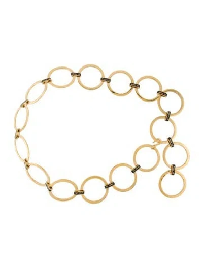 Pre-owned St John Wide Metal Chain-link Belt In Black/gold