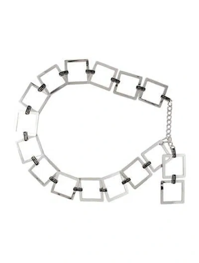 Pre-owned St John Wide Metal Chain-link Belt In Silver