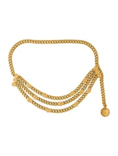 Pre-owned St John Wide Metal Waist Belt In Gold