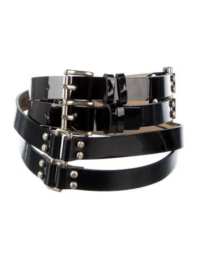Pre-owned St John Wide Patent Leather Belt Kit In Black