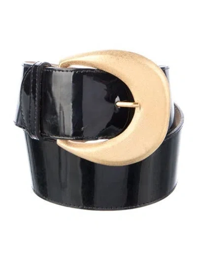 Pre-owned St John Wide Patent Leather Waist Belt In Black