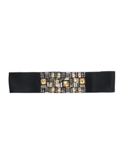 Pre-owned St John Wide Satin Waist Belt In Black