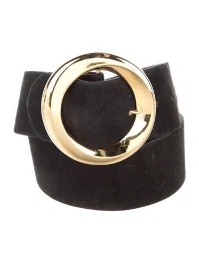 Pre-owned St John Wide Suede Waist Belt In Black