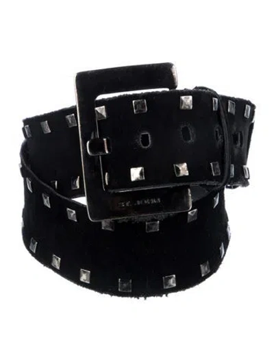 Pre-owned St John Wide Suede Waist Belt In Black
