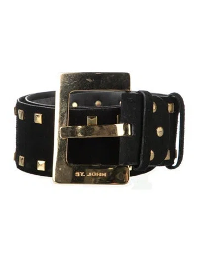 Pre-owned St John Wide Suede Waist Belt In Black