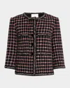 St John Windowpane Tweed Jacket In Black Pattern
