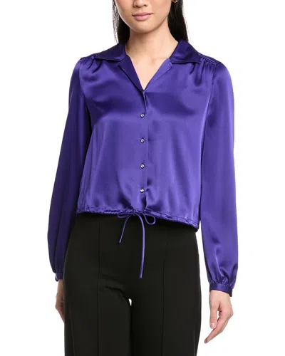 St John St. John Winged Collar Blouse In Purple
