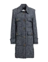 St John St. John Woman Overcoat & Trench Coat Navy Size 14 Cotton, Polyester, Synthetic Fibers, Wool, Silk