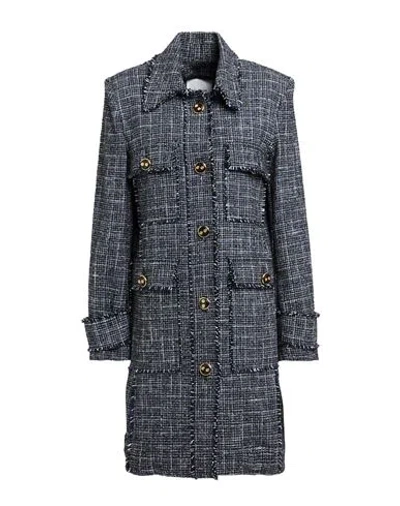 St John St. John Woman Overcoat & Trench Coat Navy Size 14 Cotton, Polyester, Synthetic Fibers, Wool, Silk