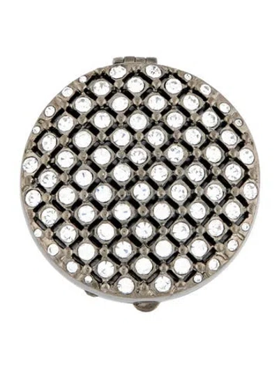 Pre-owned St John Women's Crystal Mini Compact Mirror In Silver