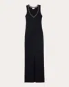 St John Crystal Embellished Sleeveless Stretch Viscose Milano Knit Gown In Black