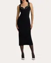 St John Chain Detail Milano Knit Dress In Black