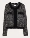 St John Sparkly Eyelash Tweed Jacket In Black/white Multi