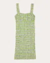 St John St. John Collection Plaid Eyelash Tweed Sheath Minidress In Cactus/ivory