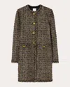 St John Eyelash Tweed Long Jacket In Green