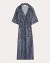 St John Sequin Embroidered Short-sleeve Midi Shirtdress In Royal Blue/silver Multi