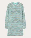St John Gauzy Multi Yarn Tweed Jacket In Seafoam/ecru Multi