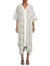St John Women's Geometric Print Caftan Midi Dress In White