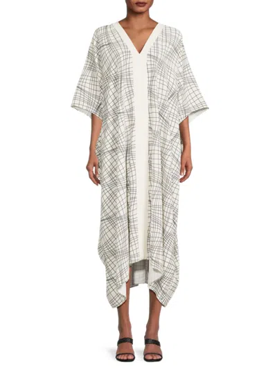 St John Women's Geometric Print Caftan Midi Dress In White