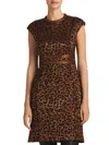 St John St. John Evening Sequin Leopard Jacquard Cap Sleeve Dress In Caramel/copper Multi