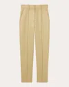 St John High-rise Slim-leg Ankle Zip-hem Metallic Twill Pants In Silver/sunflower Multi