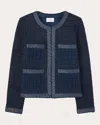 St John St. John Collection Openwork Pocket Metallic Tweed Jacket In Royal Blue/lurex Multi