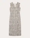 St John St. John Collection Multicolor Eyelash Tweed Midi Dress In Ecru Multi