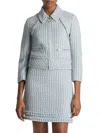 St John St. John Collection Metallic Tweed Zip-up Jacket In Blue White
