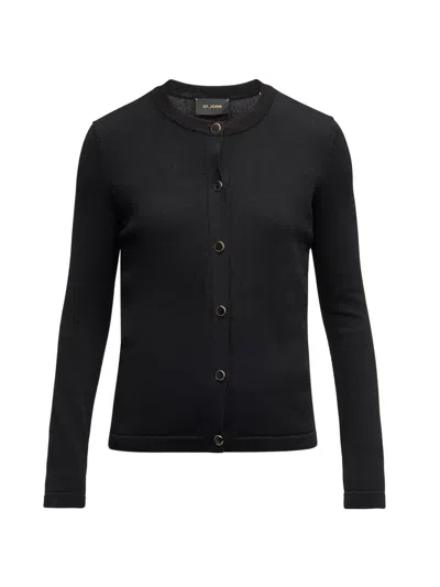 St John Women's Santiago Crewneck Cardigan In Black