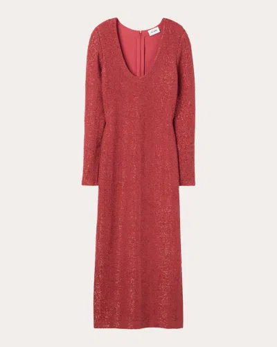 St John Scoop-neck Long-sleeve Stretch Sequin Knit Midi Dress In Rose