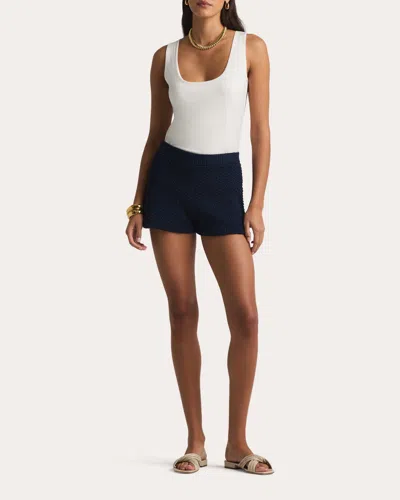 St John Women's Slub Knit Mid-rise Shorts In Blue