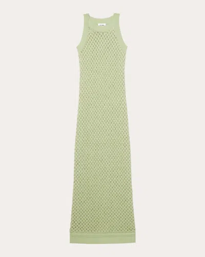 St John Sparkle Crochet Knit Dress In Pale Lime