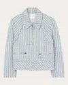 St John Textured Multi Tweed Jacket In Powder Blue/white Multi