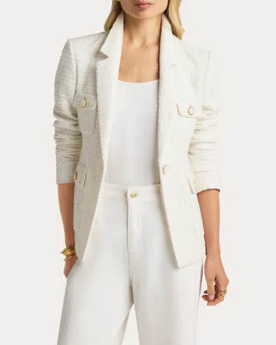 St John Stretch Tweed Suiting Jacket In Iv00