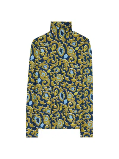 St John St. John Collection Nuda Paisley Print Top In Royal Blue Multi