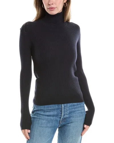 St John St. John Wool & Silk-blend Turtleneck Sweater In Blue