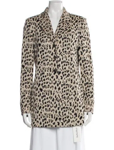 Pre-owned St John Wool Animal Print Blazer In Neutral