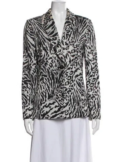 Pre-owned St John Wool Animal Print Evening Jacket In Black