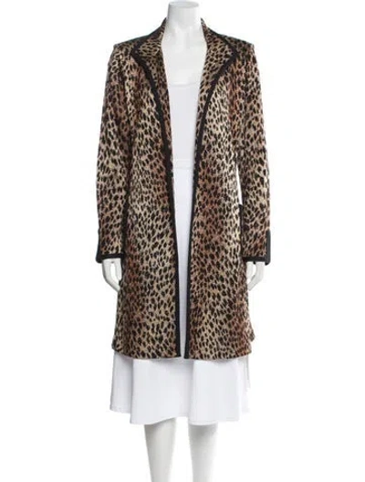Pre-owned St John Wool Animal Print Jacket In Brown
