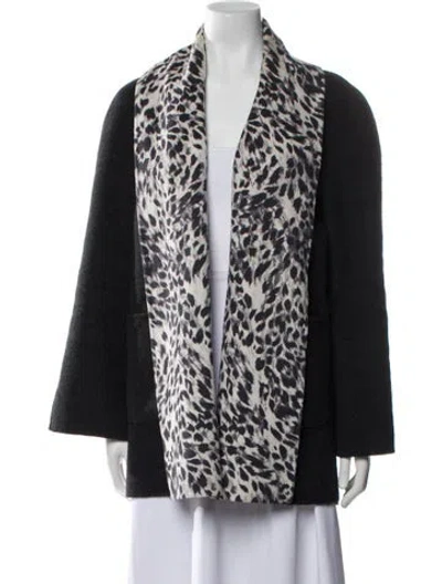 Pre-owned St John Wool Animal Print Jacket In Gray
