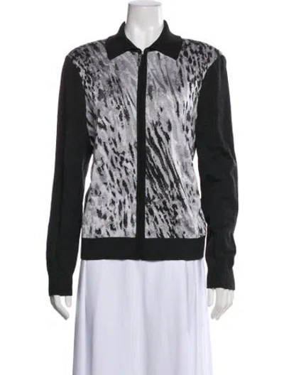 Pre-owned St John Wool Animal Print Jacket In Gray