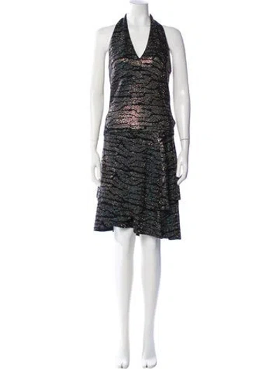 Pre-owned St John Wool Animal Print Skirt Set In Black