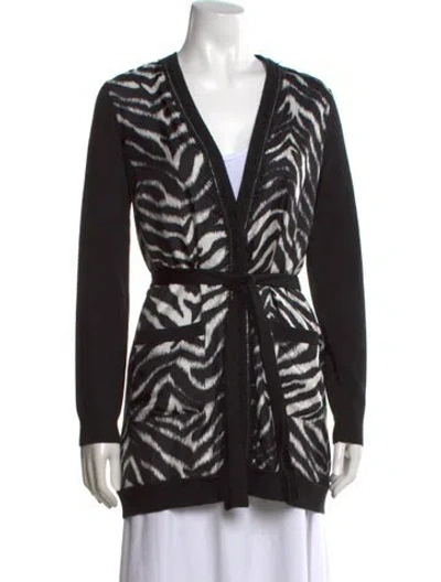 Pre-owned St John Wool Animal Print Sweater In Black