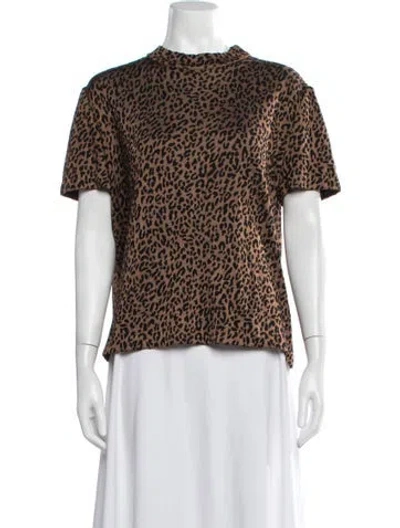 Pre-owned St John Wool Animal Print Sweater In Brown