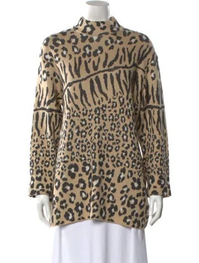Pre-owned St John Wool Animal Print Sweater In Neutral